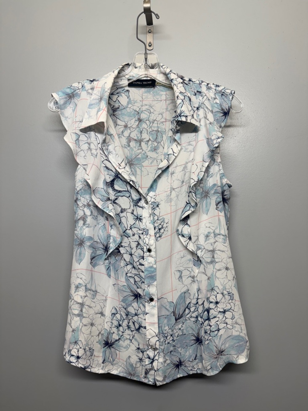 Ivanka Trump Floral Dress in Mint, Cream & Navy Outline